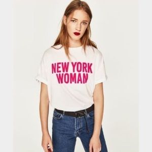Zara New York Woman Fuzzy Pink T-shirt